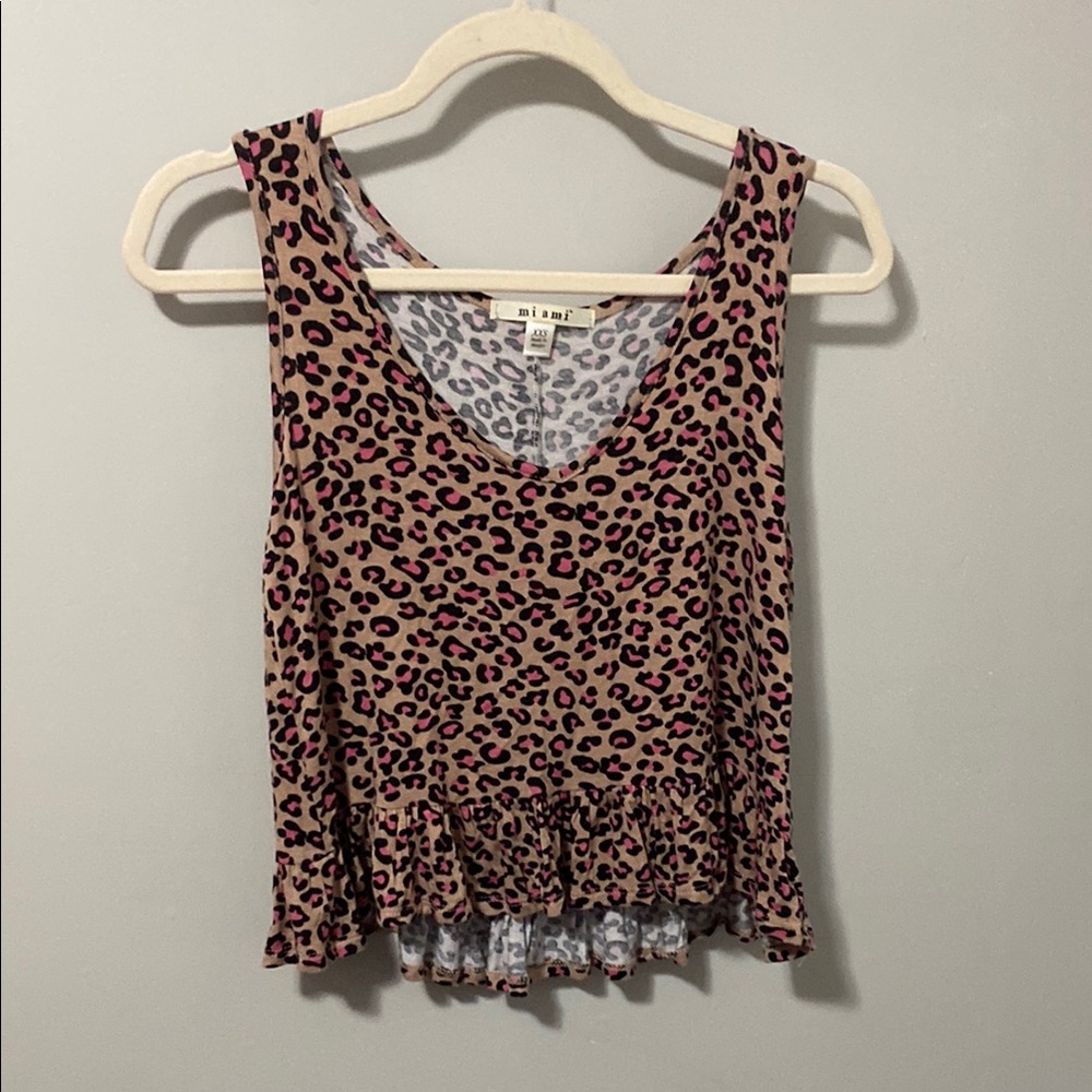 Miami Brown and White Crop Tank Top Relaxed Fit